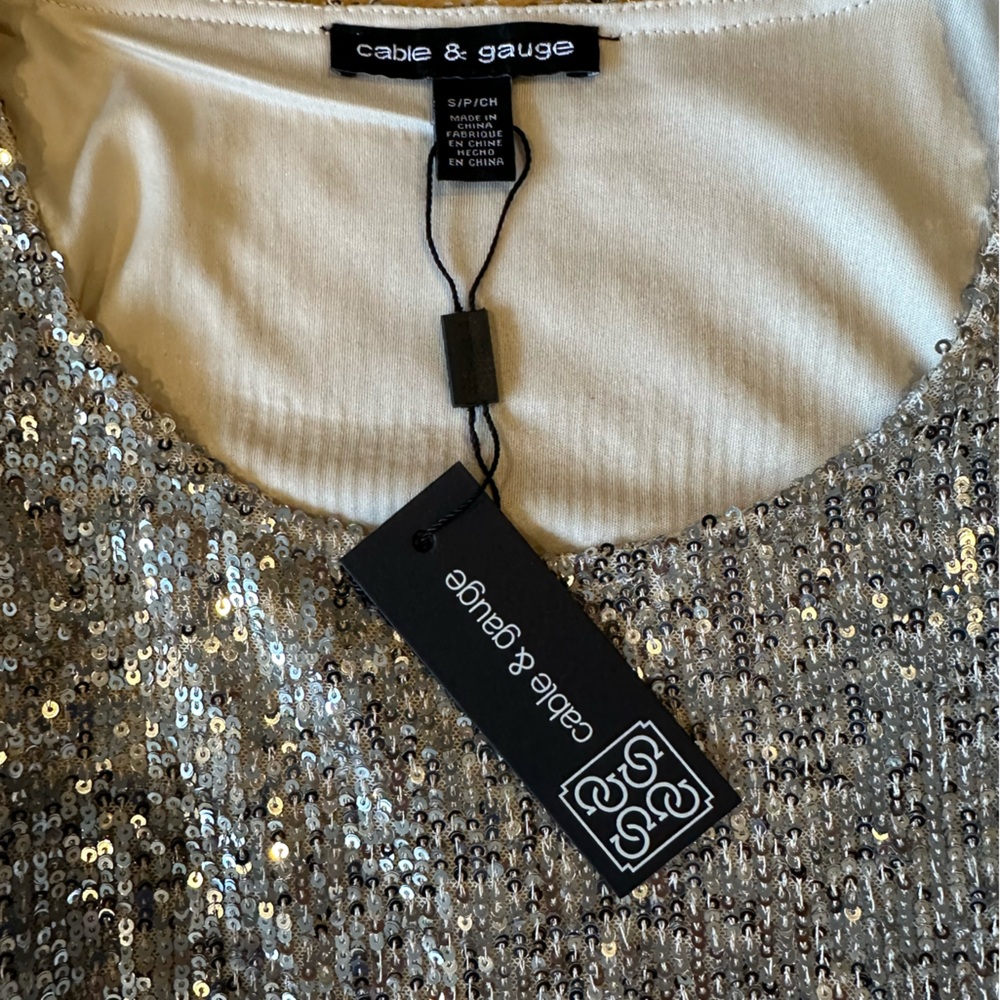 NWT Cable & Gauge Silver Sequin Top Small - Picture 7 of 7